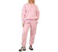 FAIRY TRENDZ Womens Long Sleeve Oversized Zip up Bomber Jacket and Bottom Cuffed Jogger Bottom Trouser Tracksuit with Pockets Set Ladies Winter Wear Co Ord Set