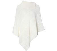 FAIRY TRENDZ Womens Polo Neck Cable Knitted 3 Button Poncho Ladies Cospy Warm Wear Cape Shawl Jumper Poncho White