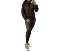 FAIRY TRENDZ Womens Ruched Sleeve Pullover Hoodie Ladies Ribbon Oversized Hooded Sweatshirt Casual Jumper Top Chocolate Brown