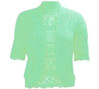 FAIRY TRENDZ Womens Short Sleeve Crochet Knitted Bolero Shrug Ladies Girls Open Front Knitted Cardigan Top Mint