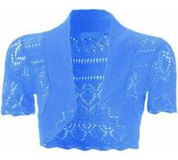 FAIRY TRENDZ Womens Short Sleeve Crochet Knitted Bolero Shrug Ladies Girls Open Front Knitted Cardigan Top Sky Blue