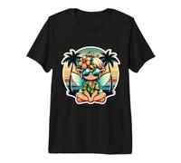 Fairy Tropical Holiday Summer Vacation Vintage Sunset Flower Premium T-Shirt