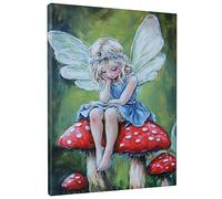 Fairy Wall Art, Blonde Fairy with Wings Canvas Print, Enchanted Forest Home Aesthetic Decor for Living Room, Bedroom, Kids Room, Unframed 12x16 Inch
