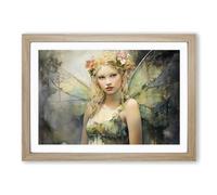 Fairy Watercolour Framed Wall Art Print A2 Oak