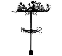 Fairy Weather Vane Outdoor Metal Wind Vane Black Angel Flower Pattern Iron Decorative Weathercock Wind Direction Indicator Tool for Farmhouse Sheds Roof Mount Home Decoration 7.9 x 14 Inch