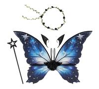 Fairy Wings and Wand - Fairy Wings with Flower Garlands, Elf Ears, Magic Wands, Adults for Role-Playing Cosplay and Holiday Events, Beautiful and Lightweight Butterfly Costume for Auldt Kids Girls, B