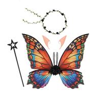 Fairy Wings and Wand - Fairy Wings with Flower Garlands, Elf Ears, Magic Wands, Adults for Role-Playing Cosplay and Holiday Events, Beautiful and Lightweight Butterfly Costume for Auldt Kids Girls, A