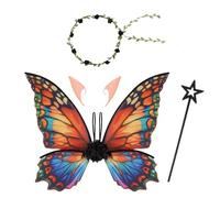 Fairy Wings and Wand Kit- Enchanting Butterfly Costume with Fairy Wings, Flower Garlands, Elf Ears and Magic Wands for Kids Adults Role Playing Holiday Gatherings (Color)