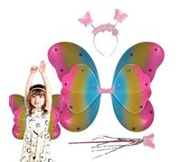 Fairy Wings, Butterfly Hair Hoop, Fairy Wand Set, Costume Accessory Combo, Lightweight Colorful Design Portable Compact Ideal for, Kids, Cosplay, Festival, Dress Up Play