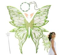 Fairy Wings, Butterfly Wings Adults, Angel Costume Accessories, Sparkling Sheer Wings with Flower Headband Elf Ears Fairy Magic Wand for Adult Women Girls for Carnival Party Cosplay