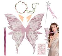 Fairy Wings Butterfly Wings Adults, Halloween Angel Costumes Accessories | Butterfly Elf Dress up Set, Angel Wings Princess Fancy Dress Up Costumes for Halloween Birthday Chrismas Party Cosplay