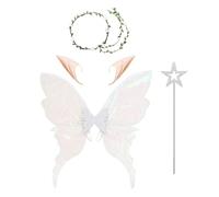 Fairy Wings Costume for Women - Halloween Dress up Butterfly Fairy Wings - Dress up Accessories with Wand and Ears for Girlfriend Girls Adults Sisters Teens