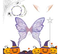 Fairy Wings Costume Set, Angel Fairies Wings, 13.39x17.32x0.39 Inches Skin Friendly Holiday Immersive Accessories for Halloween Cosplay, Adults, Girls, Wife, Girlfriend, Sisters, Mother