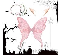Fairy Wings Costume Set, Angel Halloween Outfit, 105 g, Cosplay Accessory Kit, Dress Up Gear, Skin Friendly Holiday Immersive Accessories for Adults Girls Wife Girlfriend Sisters Mother