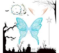Fairy Wings Costume Set, Angel Wing or All Saint Eve's Cosplay, 32 Inches Skin Friendly Holiday & Comfortable Design, Immersive Accessories for Adults, Girls, Wife, Girlfriend, Sisters, and Mother