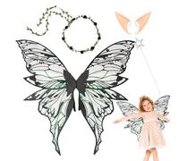 Fairy Wings Dress up - Dress up Butterfly Angel Wing with Floral Garland Wand Ears | Cosplay Costume Supplies for Stage Performance Princess Role-Playing Party Favors Birthday