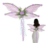 Fairy Wings - Dress Up Prop | Enchanting Accessory For Girls Women | Butterfly Costume Wings With 3D Flowers And Leaves | Fantasy Convention Outfit Stage Performance Cosplay Event Wear