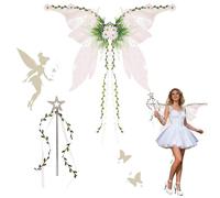 Fairy Wings, Fairy Costume for Adult, Sparkle Angel Wings with Magic Wand, Tinkerbell Wing, for Halloween Birthday Chrismas Themed Party