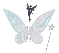 Fairy Wings, Fairy Wings for Adult Women Kids Girls Butterfly Wings Dress Up Fairy Angel Princess Set for Halloween Birthday Christmas Themed Party (White)