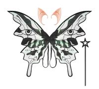 Fairy Wings for Adult Women Girls, Butterfly Wing Fairy Costume Set with Elf Ears Magic Wand Angel Fancy Dress for Halloween Birthday Christmas Party Dress Up