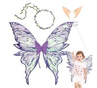 Fairy Wings for Adults | Fairy Costume Set with Floral Garland and Ears - Princess Costume for Stage Role Play Cosplay Birthday and Party