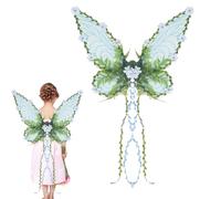 Fairy Wings for - Butterfly Wings with Flowers and Leaves in 3D - Fairy Costume Accessories for Women Girls Halloween Festival Cosplay, Blue, Se référer au descriptif