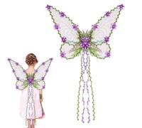Fairy Wings for Girls - Butterfly Wings for Cosplay with Flowers and Leaves in 3D, Creative Costume Accessory for Parties Women, purple, Se référer au descriptif