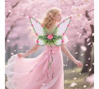 Fairy Wings for Women, Mother Nature Costume Woodland Elf Wings with Colorful Flowers Leaves and Vines, Butterfly Wings Nature Floral Fairy Wing Dress Up Party Favor Halloween Costumes