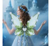 Fairy Wings for Women, Mother Nature Costume Woodland Elf Wings with Colorful Flowers Leaves and Vines, Butterfly Wings Nature Floral Fairy Wing Dress Up Party Favor Halloween Costumes