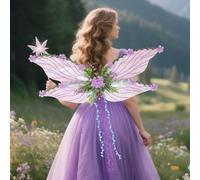 Fairy Wings for Women, Mother Nature Costume Woodland Elf Wings with Colorful Flowers Leaves and Vines, Butterfly Wings Nature Floral Fairy Wing Dress Up Party Favor Halloween Costumes