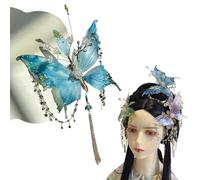 Fairy Wings Hair Clip，Butterfly Hair Clip Tassel，Lightweight Comfortable Wear, Unique Handcrafted Design for Women，Butterfly and Beaded Design Hairs Claws for Hairstyles (Blue, One Size)
