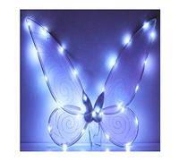 Fairy Wings Halloween Dress Up LED Light Up Sparkly Sheer Elf Angel Wings Adult Kids Butterfly Fariy Wings Cosplay Costume for Girls Women (White Light)