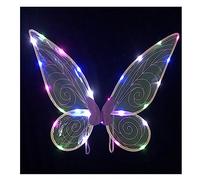 Fairy Wings Halloween Dress Up LED Light Up Sparkly Sheer Elf Angel Wings Adult Kids Butterfly Fariy Wings Cosplay Costume for Girls Women (Purple with colored lights)