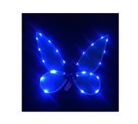 Fairy Wings Halloween Dress Up LED Light Up Sparkly Sheer Elf Angel Wings Adult Kids Butterfly Fariy Wings Cosplay Costume for Girls Women (Blue Light)