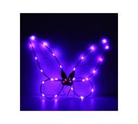 Fairy Wings Halloween Dress Up LED Light Up Sparkly Sheer Elf Angel Wings Adult Kids Butterfly Fariy Wings Cosplay Costume for Girls Women (Purple Light)