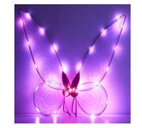 Fairy Wings Halloween Dress Up LED Light Up Sparkly Sheer Elf Angel Wings Adult Kids Butterfly Fariy Wings Cosplay Costume for Girls Women (Pink Light)