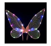 Fairy Wings Halloween Dress Up LED Light Up Sparkly Sheer Elf Angel Wings Adult Kids Butterfly Fariy Wings Cosplay Costume for Girls Women (Pink with colored lights)