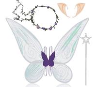 Fairy Wings Set of 4 for Adults Kids Elf Ears Magic Wand Butterfly Wings Butterfly Wings Carnival Costume Fairy Wings