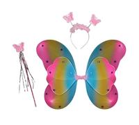 Fairy Wings & Wand, Butterfly Hair Hoop Set, Children's Colorful Angel Wings, Tiara and Wand, Princess Dress Up, Girls Fancy Dress, Enchanting Color Palette, 49 * 37cm, Pink