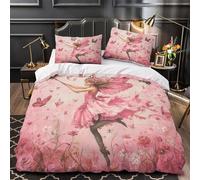 fairy with butterflies 3D Printed 3-Piece Comforter Cover pink fantasy art style Bed Cover Set Silky Soft Microfiber Concealed Zipper for Kids Teens Men Women Seniors Super king（260x220cm）