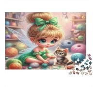 Fairy with Kitten Puzzle 1000 Pieces Recycled Paper for Adults Adult Jigsaws Impossible Challenging Family Game Fun Home Present Great Gift Idea for Relaxation 70x50cm/1000pcs