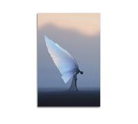Fairy With Large Blue Wings Wall Art, Magical Decor For Home And Meditation Space Artistic Wall Mural Modern Hanging Decor Poster08x12inch(20x30cm)