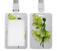 Fairy with Wings Lime-Green Flower Petals ID Badge Holder Retractable Clip Card Holder Card Protector Name Badge Name Tag for Work Office Doctor Nurse