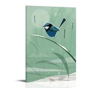 Fairy Wren In The Snow Retro Illustration Vintage Style Poster Set - Wall Decor, Aesthetic Canvas Painting for A Cozy Homer 08x12inch(20x30cm)