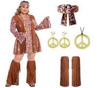 Fairycece Women 70s Hippie Costume Set 3XL