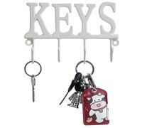 FairyCity Key Holder Wall Mounted Key Hooks for Wall Decorative with 4 Hooks Metal Key Organizer Rack Hanger for Entryway, Front Door, Hallway, Office with Screws and Anchors (FCD-6014Weiß)