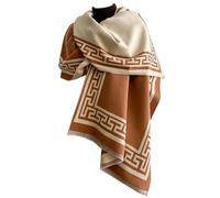 FairyCity Pashmina shawl wraps for women Winter Warm blanket Scarf Soft Cashmere Long Large Scarves, Fc1007 Khaki Geometry, One Size
