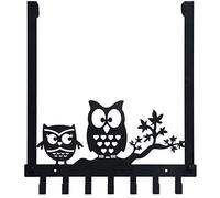 FairyCity Towels Holder for Bathroom Wall Owl Over Door Hook Towel Holder Cute Home Decor Hanger Decorative with 7 Hooks Black