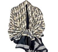 FairyCity Womens large Luxury Silk Scarf Satin Summer Scarf Lightweight Fashion Shawl Wrap, Fc1006 Black D, One Size