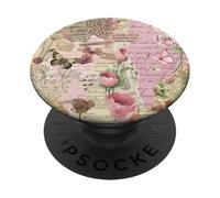 Fairycore Cottagecore Pink Floral Quote Vintage Collage Art PopSockets Adhesive PopGrip